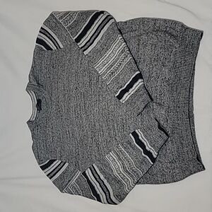 Gap Gray Navy Striped Accent Sleeve Crewneck Sweater Mens Size XXL